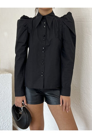 Omuz Detaylı Yakalı Kadın Günlük Şık Gömlek