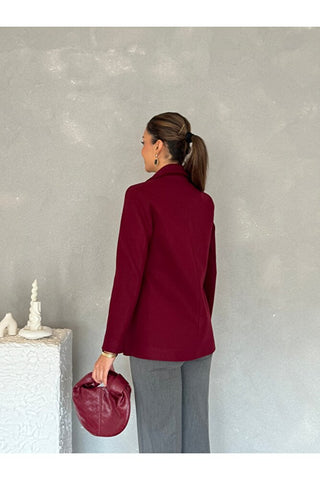 Yandan Kemer Detaylı Astarlı Kısa Kaşe Leya Ceket