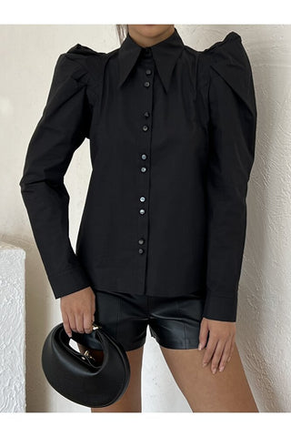 Omuz Detaylı Yakalı Kadın Günlük Şık Gömlek