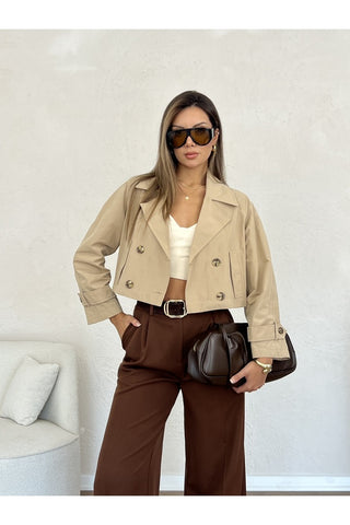 Kolu Apoletli Kısa Trenç