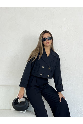 Kolu Apoletli Kısa Trenç