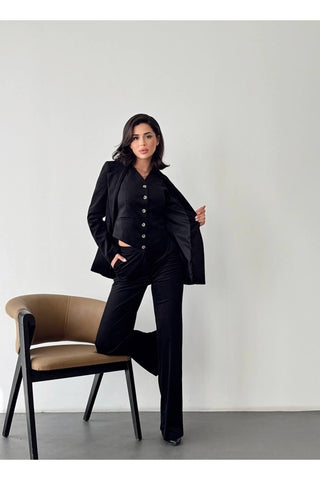 Fitilli Kadife Astarlı Kadın Blazer Ceket