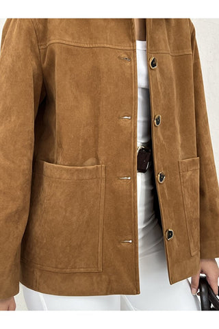 Kadife Düğmeli Kadın Günlük Astarlı Ceket Gömlek