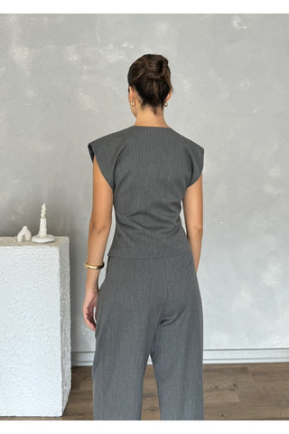 Kolsuz Kuplu Yelek Pantolon Günlük Şık Özel Gün Kadın Takım