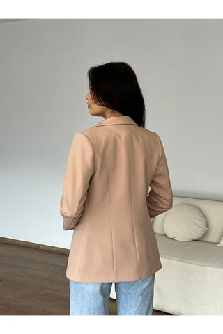 Fletolu Astarlı Slim Blazer Ceket