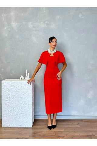 Pelerinli Straplez Uzun Boy Gece Şık Özel Gün Kadın Regina Elbise