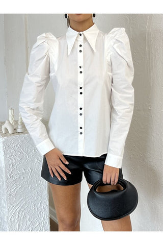 Omuz Detaylı Yakalı Kadın Günlük Şık Gömlek