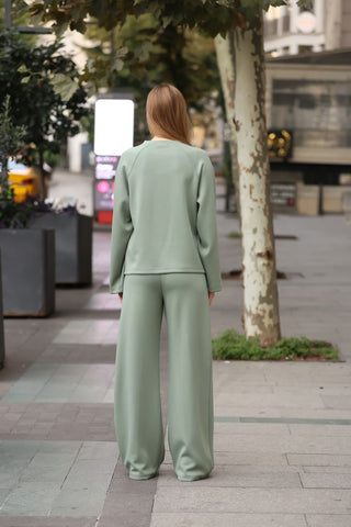 Sweat Pantolonlu Beli Latikli Eşofman Takım
