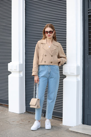 Kolu Apoletli Kısa Trenç