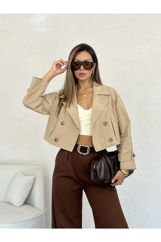 Kolu Apoletli Kısa Trenç