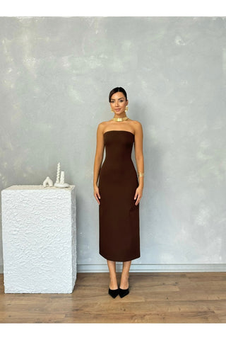 Pelerinli Straplez Uzun Boy Gece Şık Özel Gün Kadın Regina Elbise