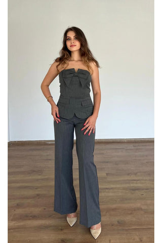 Fiyonk Detaylı Pantolon Bluz Takım