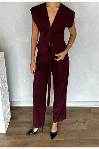 Kolsuz Kuplu Yelek Pantolon Günlük Şık Özel Gün Kadın Takım