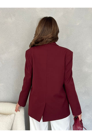 Çift Kapaklı Düğme Detaylı Vatkalı Astarlı Oversize Kadın Blazer Ceket