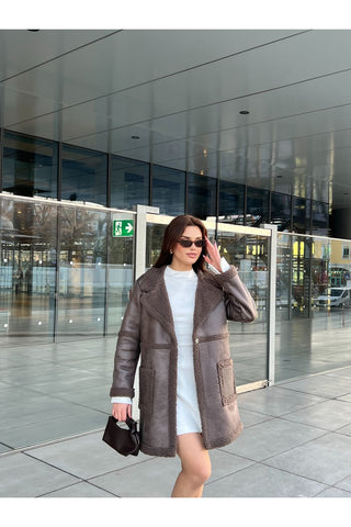 Torba Cepli Oversize Kürklü Kaban
