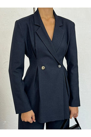 Belden Oturan Uzun Kol Uzun Boy Astarlı Ceket Pantolon Günlük Klasik Şık Kadın Takım